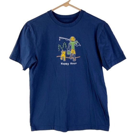 Life Is Good Other - Life is Good Happy Hour Fishing Blue Short Sleeve T-Shirt Size Men's S